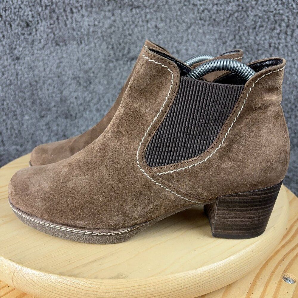 Gabor Chelsea Boot Women Size 8 UK 5.5 Brown Suede Ankle Bootie Made in Portugal